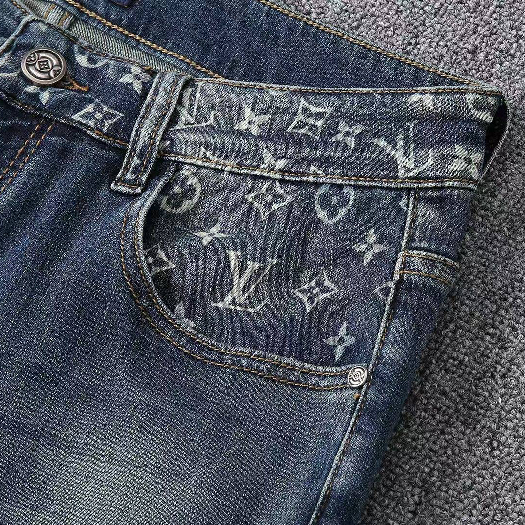 Vintage Blue Printed Mens Jeans E260925