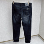 Black Faded Wash Raised Appliqué Pocket Denim Jeans L260622