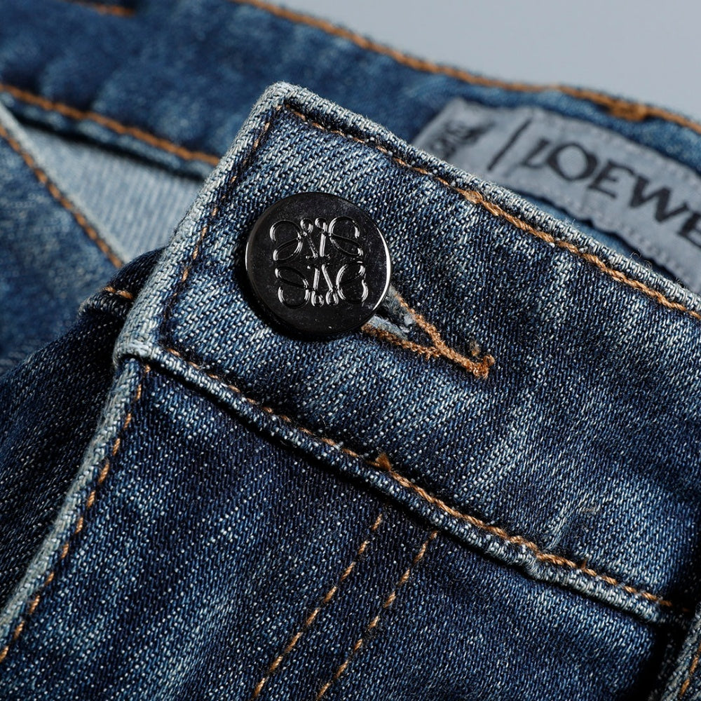 Knotted Embroidery Logo Straight Fit Denim Jeans NE210202