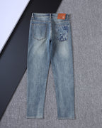 Vintage Fade Camo Pattern Embroidered Jeans V260850