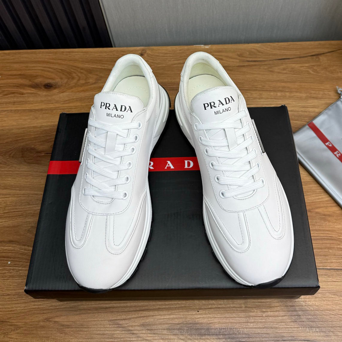 Calfskin Triangle Badge Lace-Up Sneaker S283439