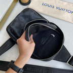 Printed Fabric Metal Logo Vertical Chest Sling Bag B101009