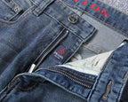Letter Crest Embroidery Pocket Slim Fit Denim V260838