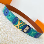 Color Block Checkered Print Interlocking Metal Buckle Belt E020805