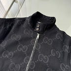 Full Monogram Stand Collar Zip Jacket Retro Pattern Bomber Coat N050501