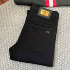 Gold Plaque Badge Slim Black Denim E260911
