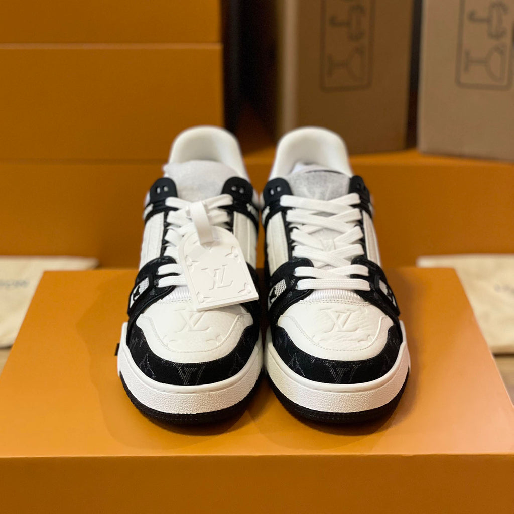 Pattern Panel Lace-Up Low Top Trainer Sneakers S283418