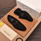 Men's Checkered Embossed Metal Logo Slip-On Loafers NE190123