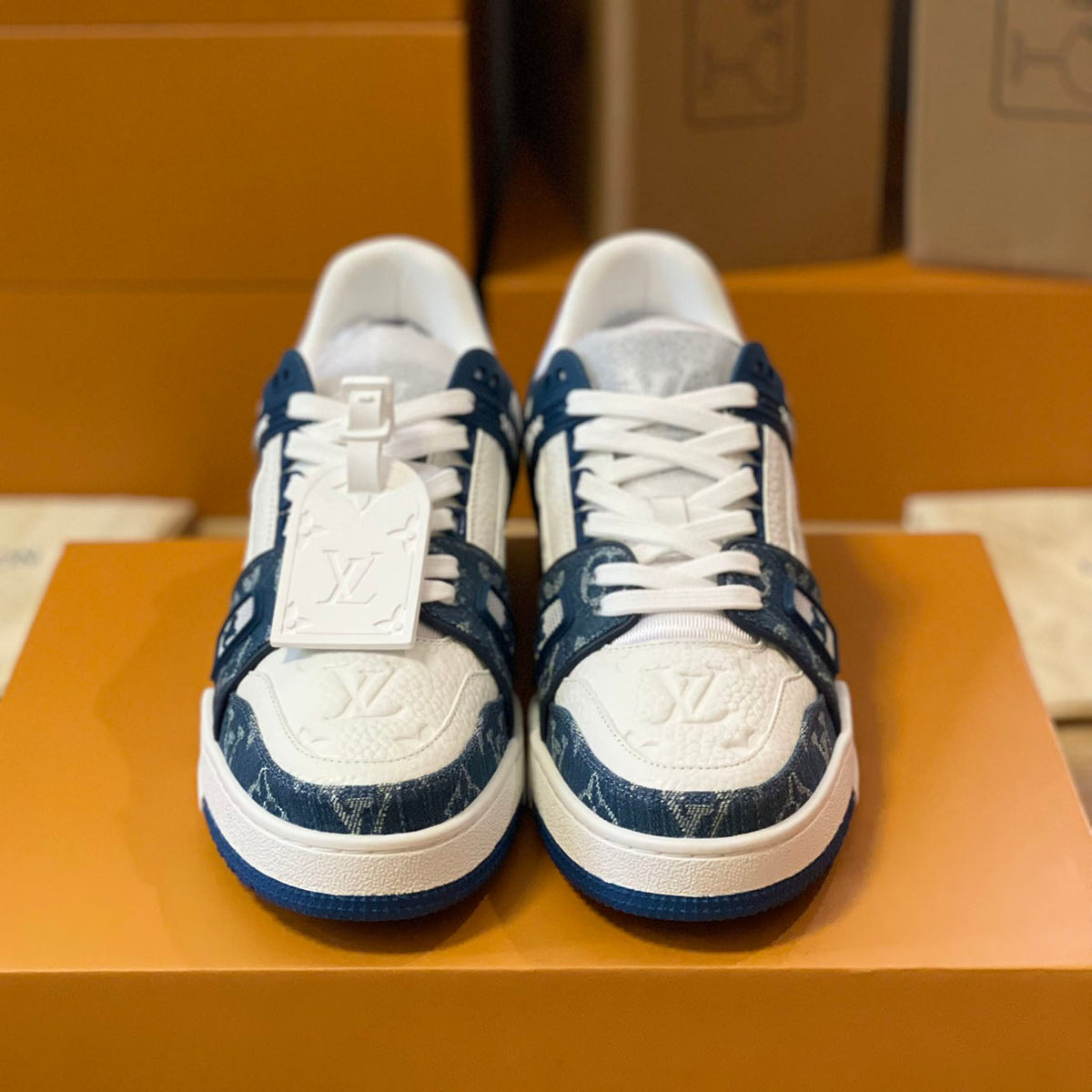Pattern Panel Lace-Up Low Top Trainer Sneakers S283418