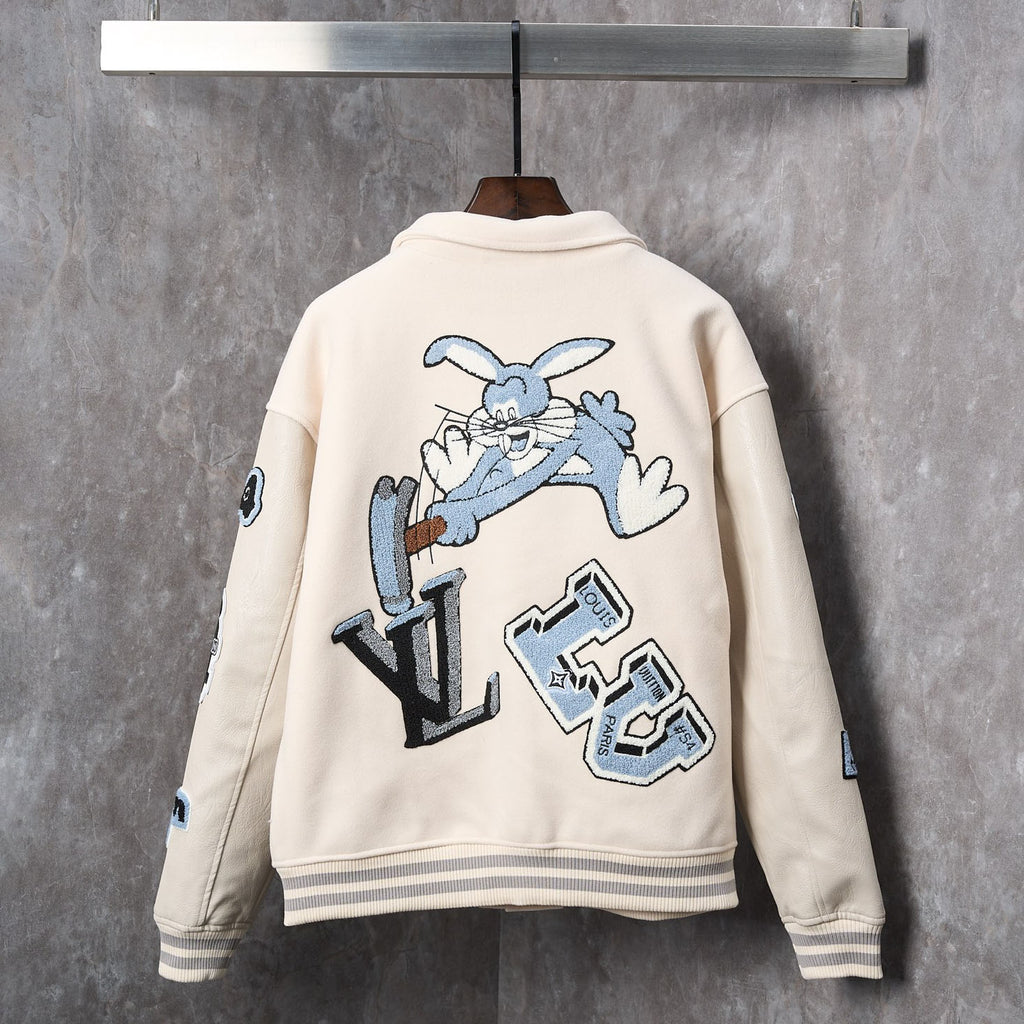 Men's Multi Patch Embroidered Collared Varsity Jacket YG500106