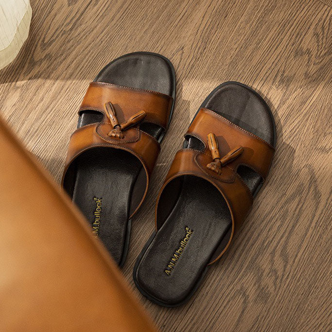 Tassel Slide Sandals Open Toe Slip-On Dress Slippers Y101157