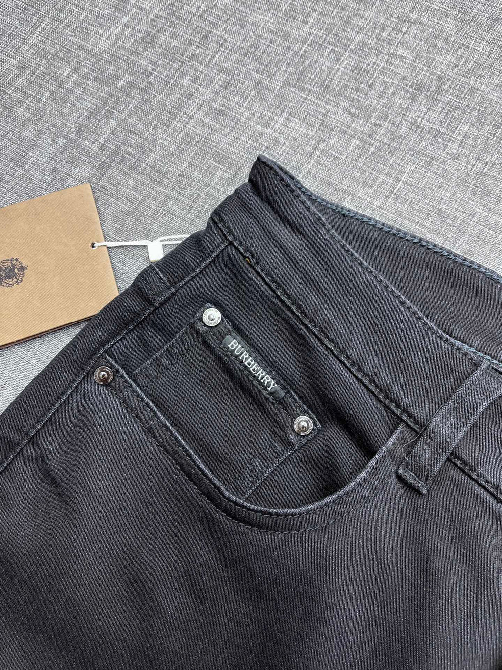 Solid Black Tone-on-Tone Embossed Jeans M260719