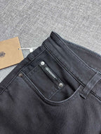 Solid Black Tone-on-Tone Embossed Jeans M260719