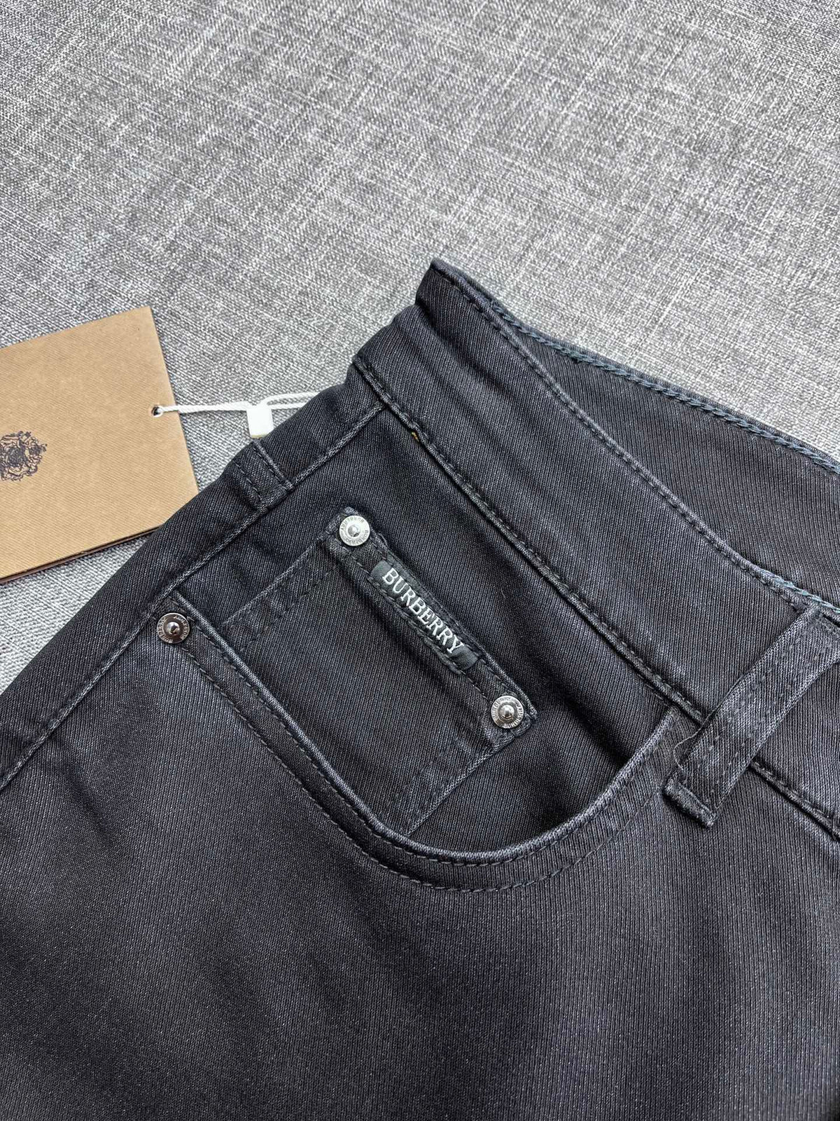 Solid Black Tone-on-Tone Embossed Jeans M260719
