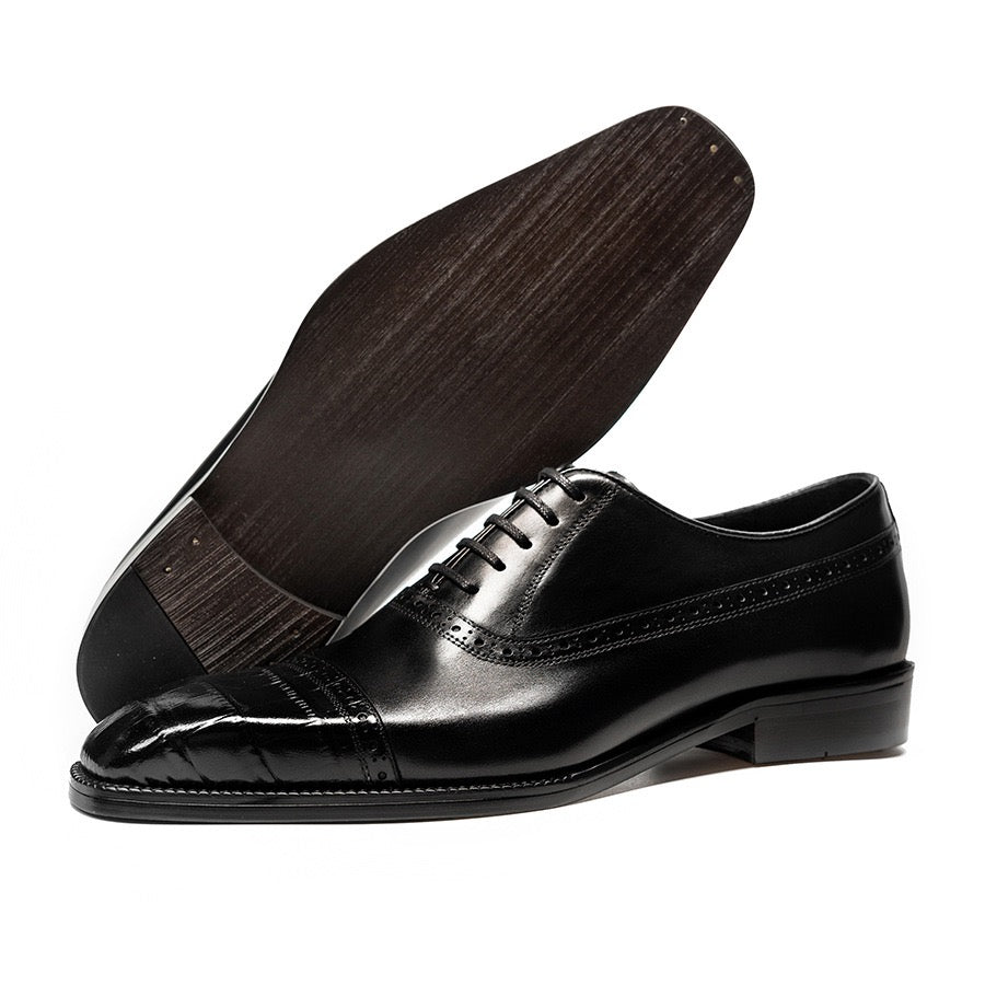 Croc Embossed Cap Toe Oxford Shoes P050504