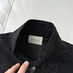 Full Monogram Stand Collar Zip Jacket Retro Pattern Bomber Coat N050501