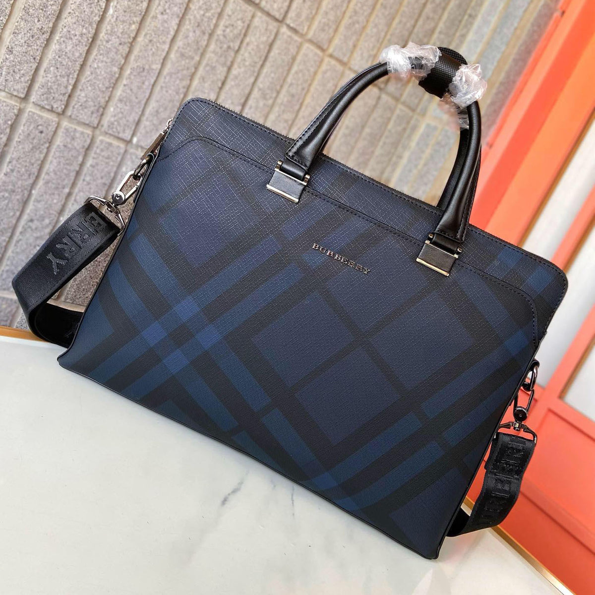 Classic Plaid Print Handheld Business Briefcase B101011