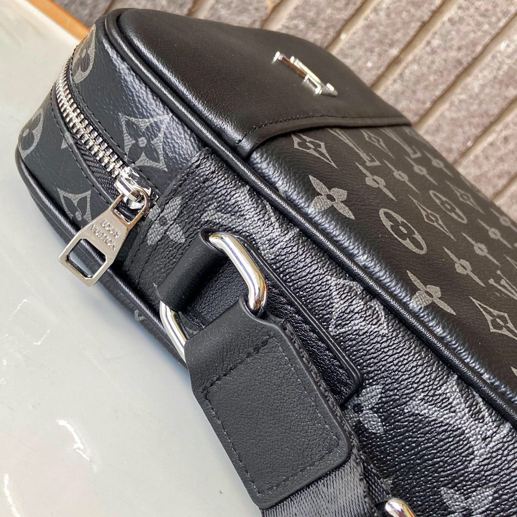 Printed Fabric Leather Trim Square Crossbody Messenger Bag B101007