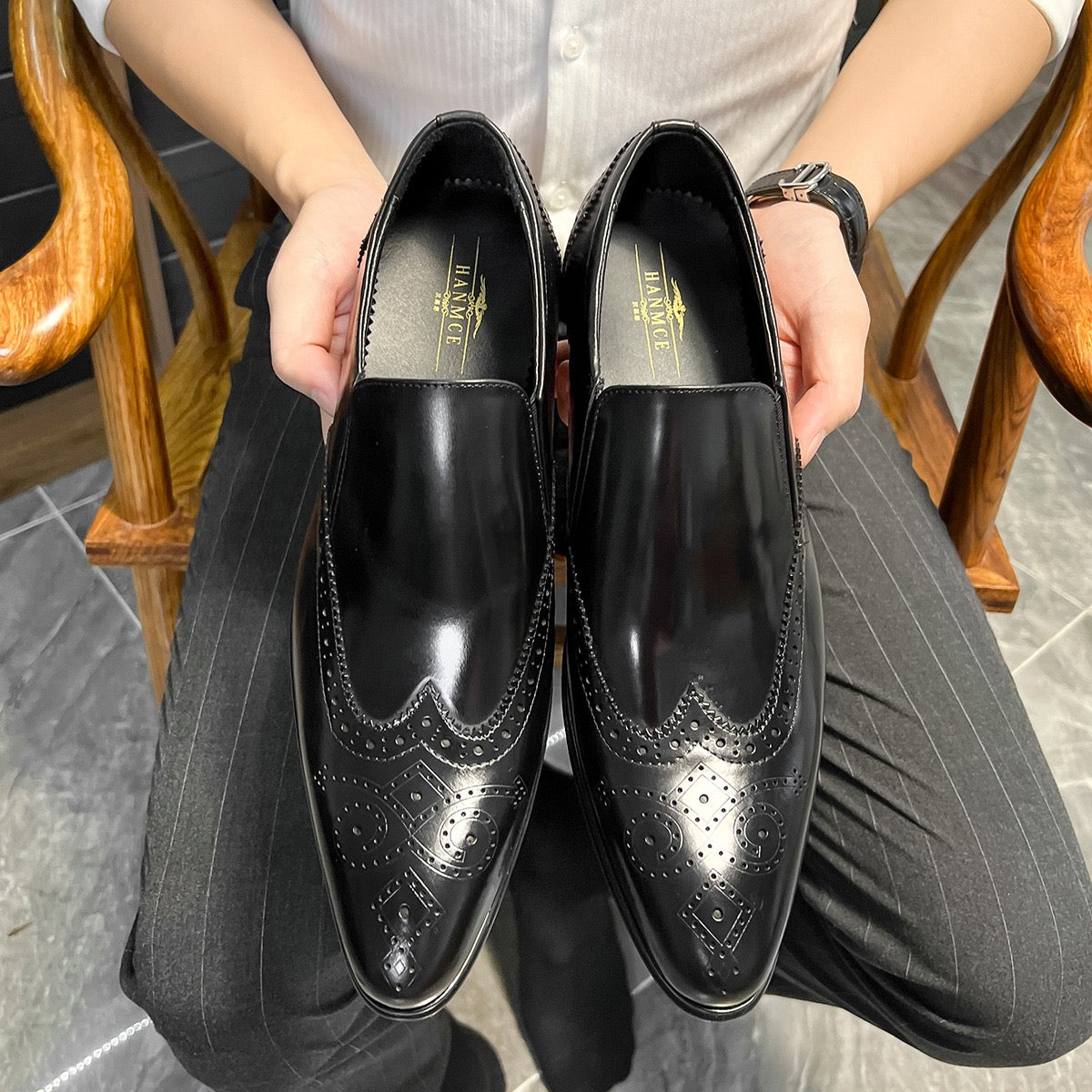 Wingtip Brogue Slip-On Loafers P050507