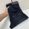 Black Faded Web Stripe Waist Embroidery Jeans V260805