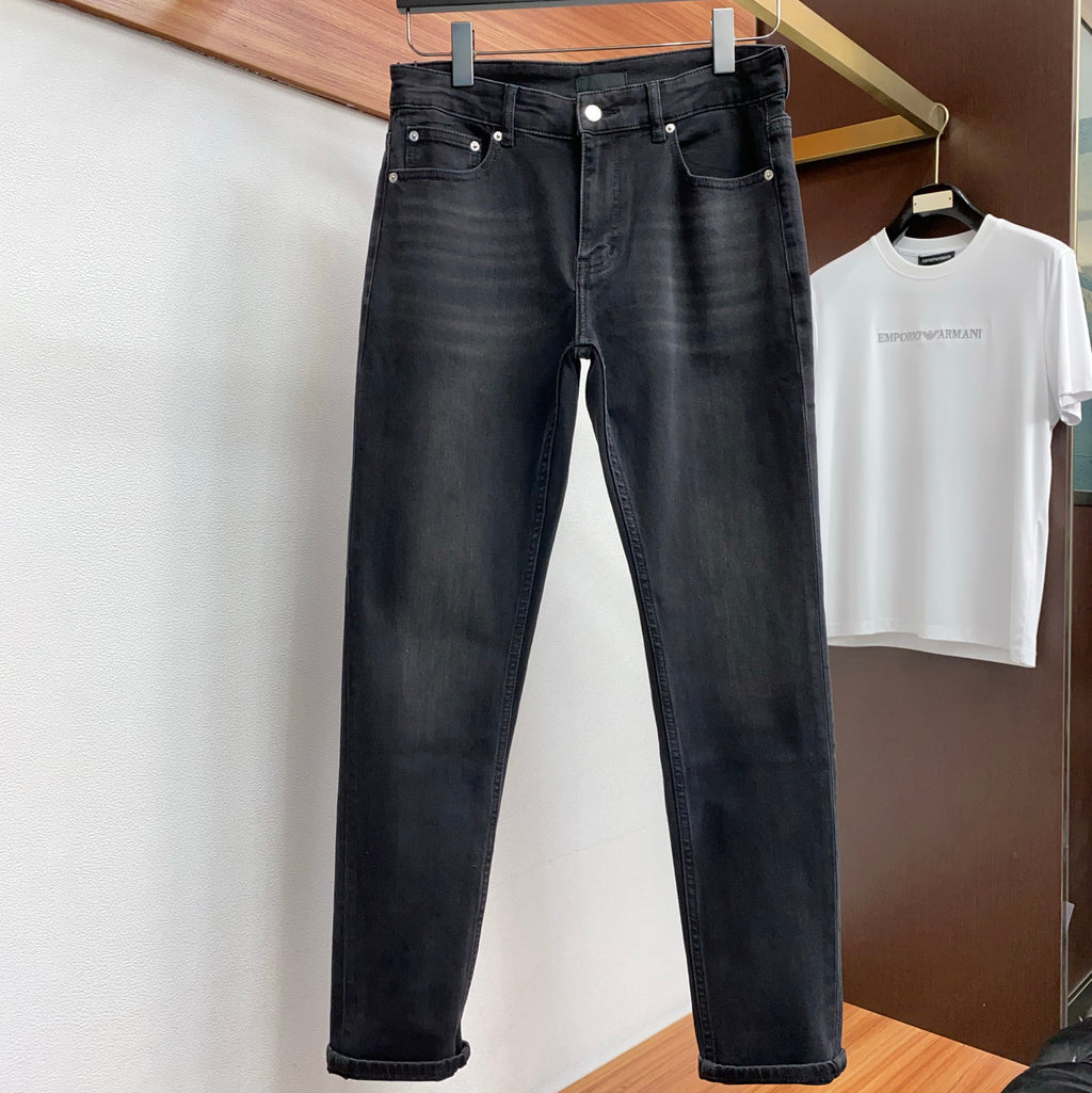 Black Washed Mens Embroidered Pocket Denim Trousers R260522