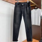 Black Washed Mens Embroidered Pocket Denim Trousers R260522