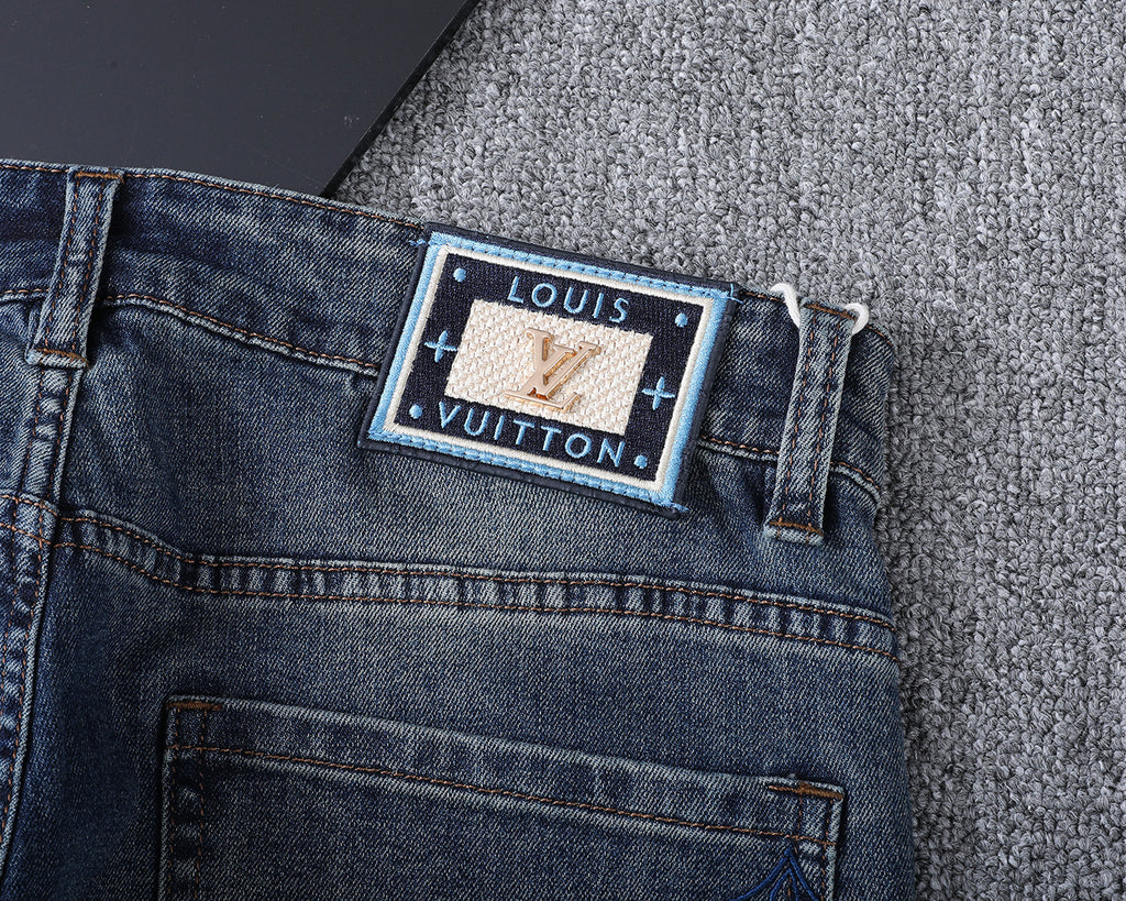 Vertical Embroidered Pocket Slim Fit Denim V260829