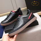 Red Side Label Leather Low Top Sneakers S283408