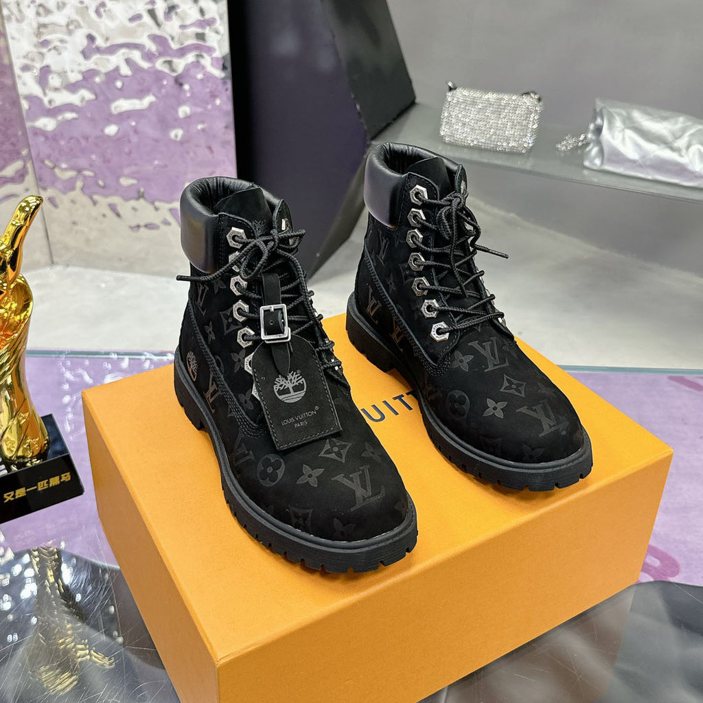 Embossed Chunky Lug Sole Work Ankle Boots S265507