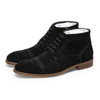 Cap Toe Brogue Chukka Boots Suede Lace-Up Ankle Boots Y101124