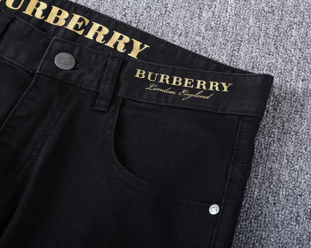 Solid Black Slim Denim With Flocked Equestrian Graphic V260836
