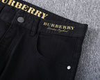 Solid Black Slim Denim With Flocked Equestrian Graphic V260836