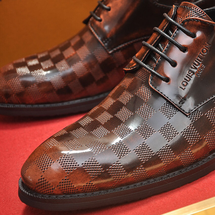 Embossed Grid Lace-up Formal Shoes S265503