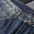 Vintage Blue Printed Mens Jeans E260925
