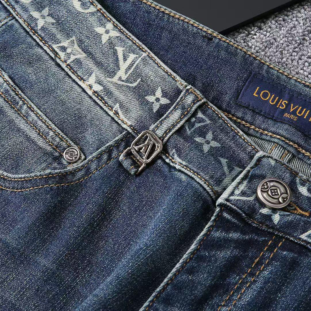 Vintage Blue Printed Mens Jeans E260925