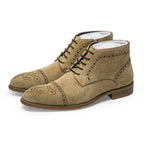 Cap Toe Brogue Chukka Boots Suede Lace-Up Ankle Boots Y101124