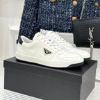 Triangle Badge Flat Lace-up Sneakers With Perforated Toe S265505