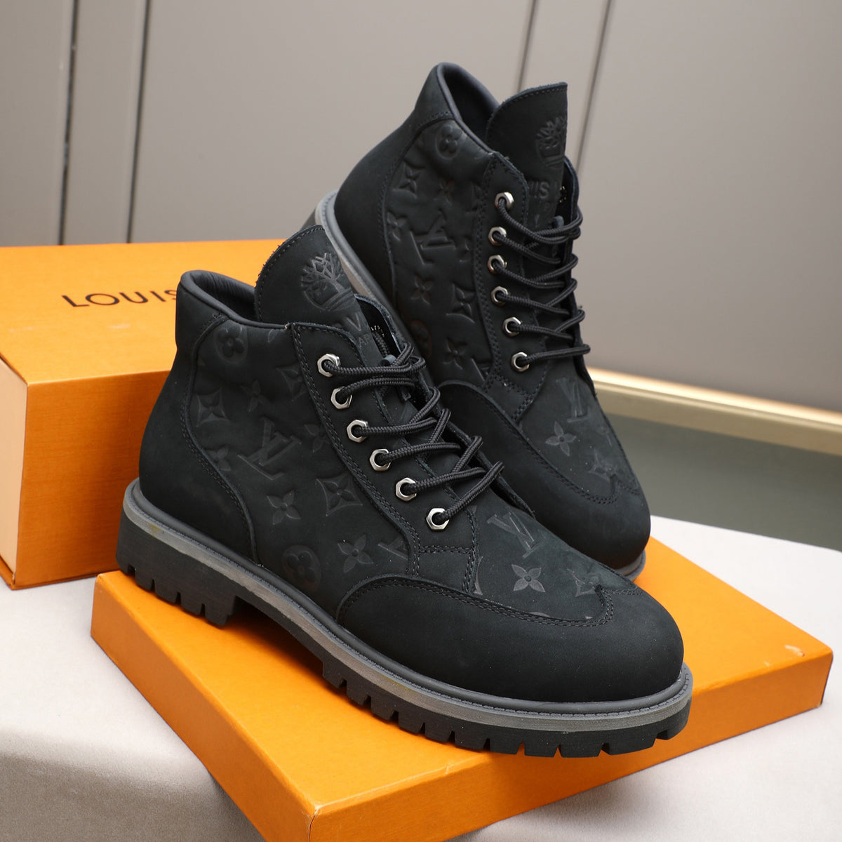 Men's Debossed Monogram High Top Work Boots NE190120