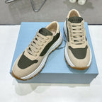 Suede Fabric Patchwork Triangle Logo Chunky Sole Sneakers S283410