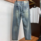 Pale Washed Denim Jeans With Faint Star Print On Back Pocket R260501