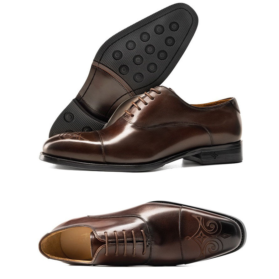 Cap Toe Engraved Oxford Dress Shoes P050520