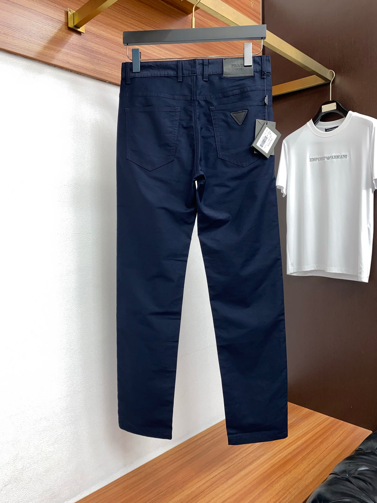 Triangle Leather Patch Back Pocket Trousers L260629