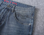 Letter Crest Embroidery Pocket Slim Fit Denim V260838