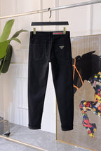Black Triangle Logo Slim Denim Jeans C261002
