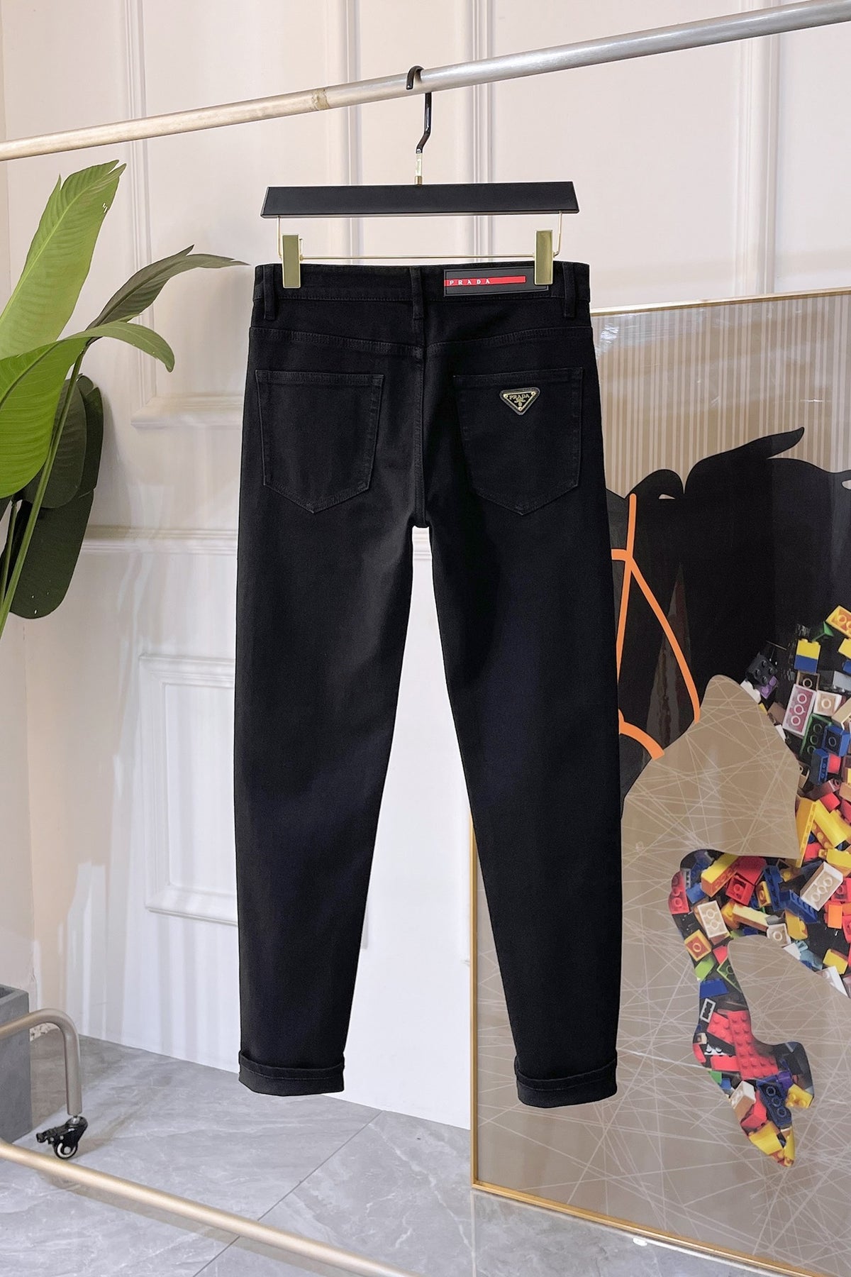 Black Triangle Logo Slim Denim Jeans C261002