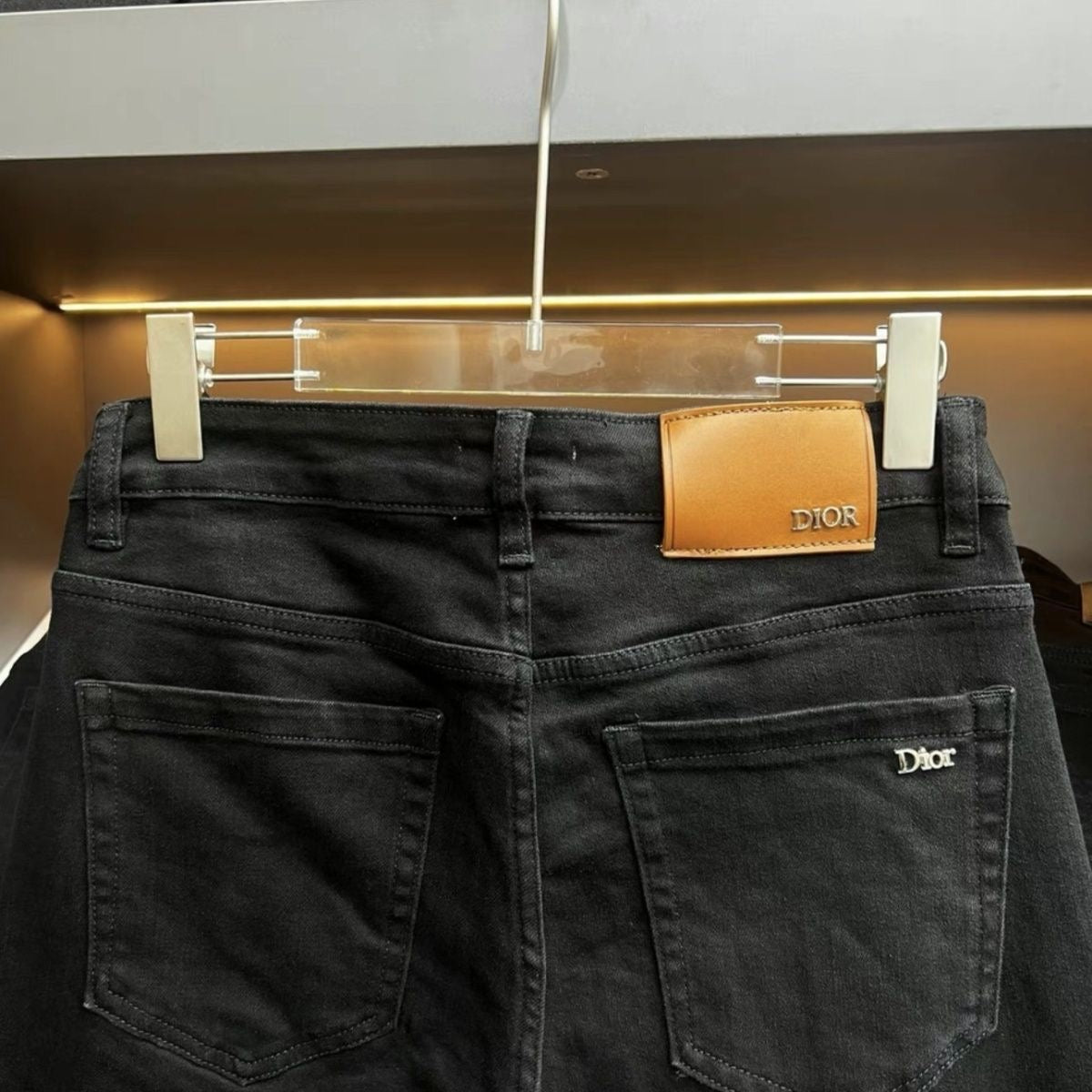 Black Silver Metal Logo Slim Jeans C261025