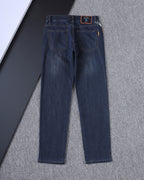 Dark Indigo Monogram Embroidered Slim Denim V260846