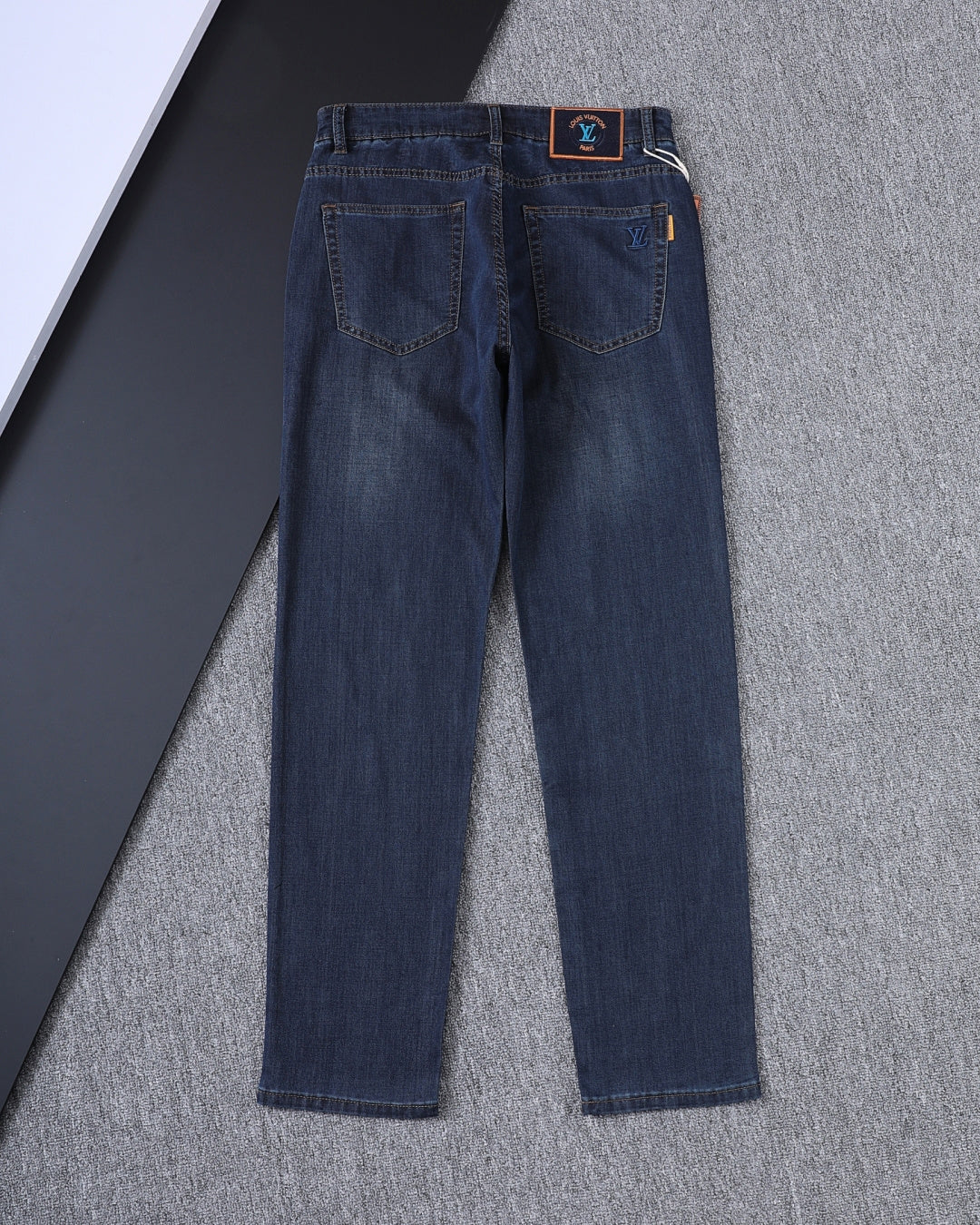 Dark Indigo Monogram Embroidered Slim Denim V260846