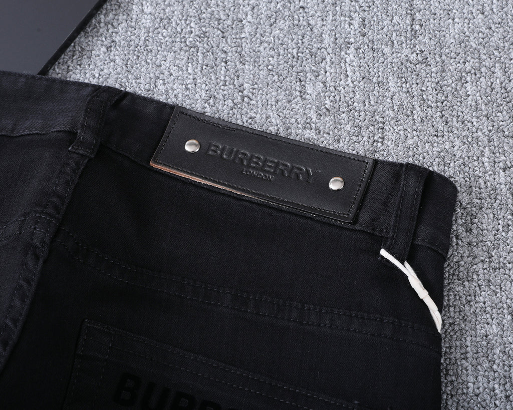 Solid Black Slim Denim With Flocked Equestrian Graphic V260836