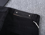 Solid Black Slim Denim With Flocked Equestrian Graphic V260836